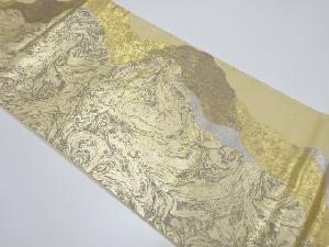 引箔　道長取りに墨流し模様織り出し袋帯